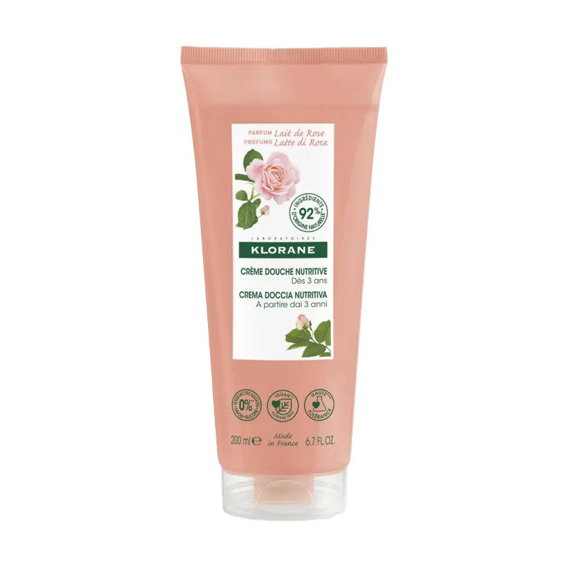 Klorane – Crème douche parfum lait de rose, 200 ml