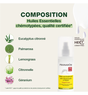 Pranarôm – Spray lacté anti-moustiques et tiques Aromapic, 100 ml