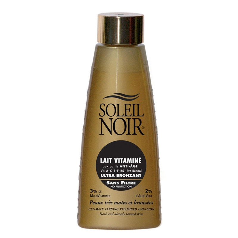 Soleil Noir – Lait Vitaminé Sans Filtre Peaux Très Mates et Bronzées, 150 ml