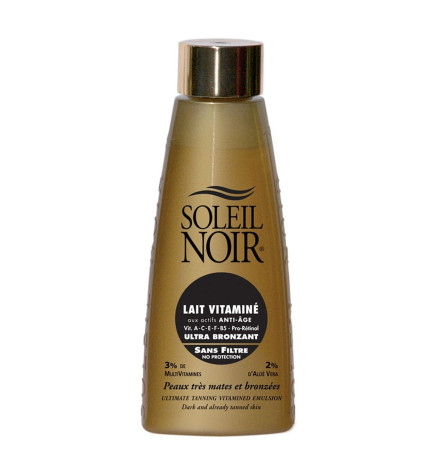 Soleil Noir – Lait Vitaminé Sans Filtre Peaux Très Mates et Bronzées, 150 ml
