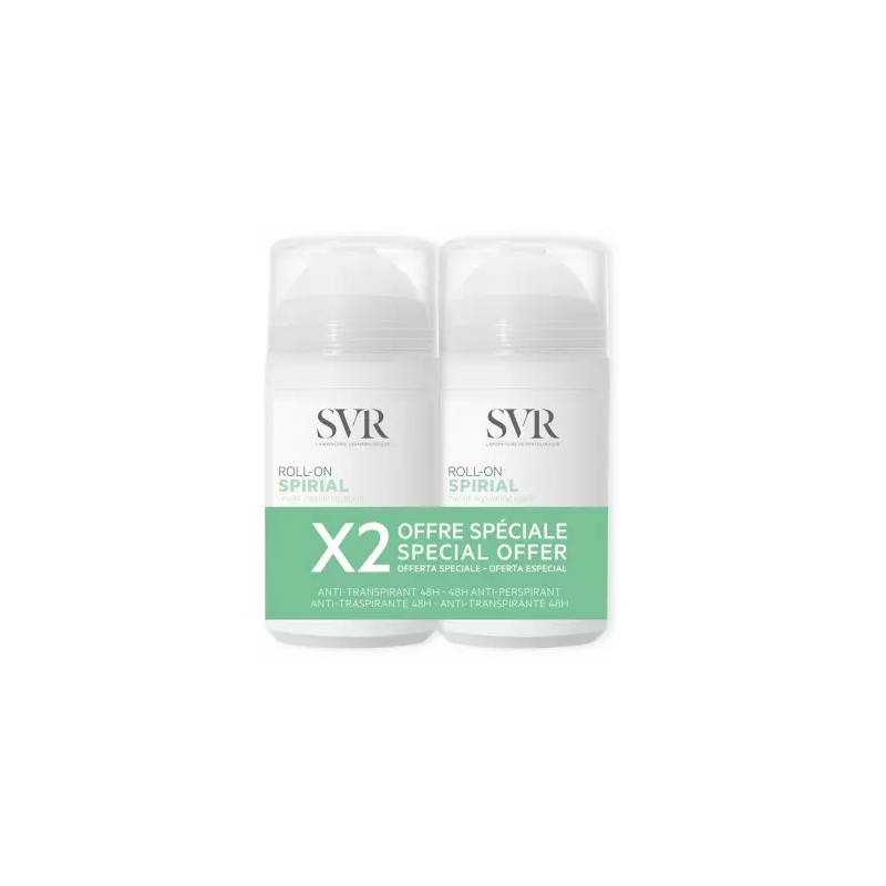 SVR – Spirial Déodorant Anti-Transpirant 48H Roll-On, 2 x 50 ml