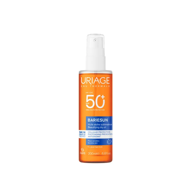 Uriage – Bariésun huile sèche sublimatrice solaire SPF50+ visage, corps et cheveux, 200 ml