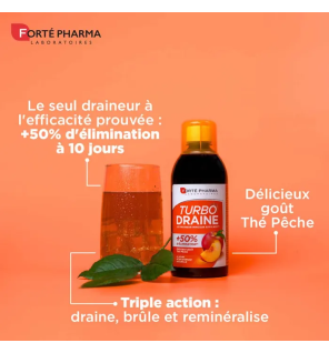 Forté Pharma – Turbodraine Draineur Minceur Goût Thé-Pêche, 500 ml