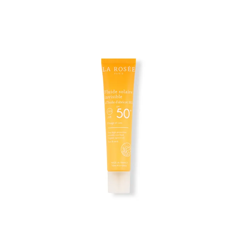 La Rosée – Fluide Solaire Invisible à l’Huile d’Abricot Bio SPF50+ Visage et Cou, 40 ml