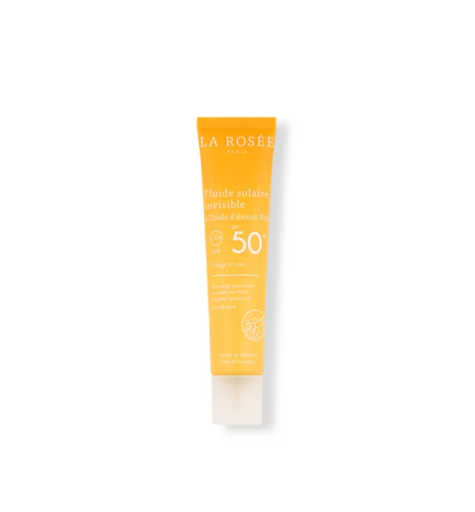 La Rosée – Fluide Solaire Invisible à l’Huile d’Abricot Bio SPF50+ Visage et Cou, 40 ml