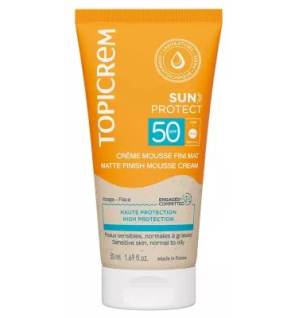 Topicrem – Sun Protect Crème Mousse Fini Mat SPF50+, 50 ml