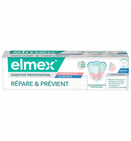 Elmex – Dentifrice Sensitive Professional Soin Gencives et Blancheur, 75 ml