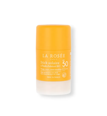 La Rosée – Stick Solaire à l’Huile d’Abricot Bio SPF50 Visage et Corps, 18 g