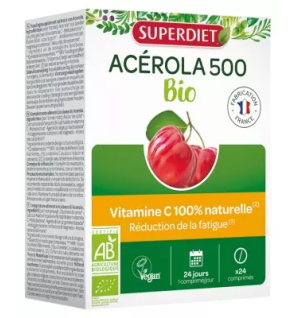 Super Diet – Acérola Bio 500, 24 comprimés