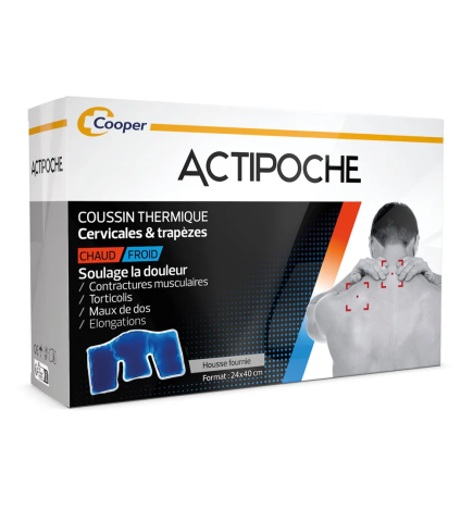 Actipoche – Coussin Thermique Cervicales et Trapèzes Chaud/Froid, 22 x 40 cm