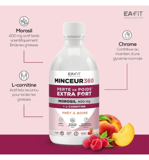 Eafit – Minceur 360 Morosil L-Carnitine Goût Pêche Framboise, 600 g