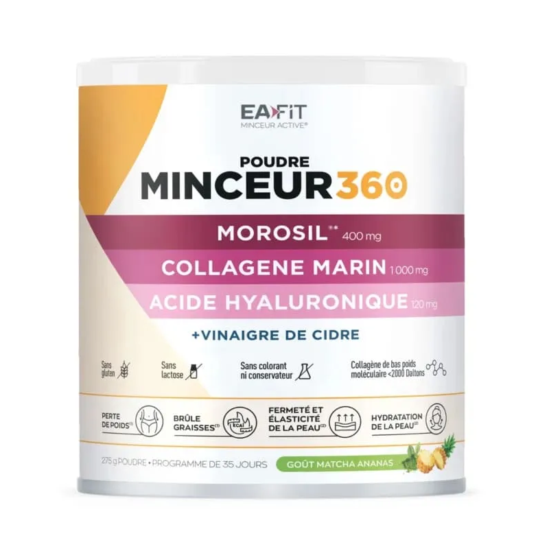 Eafit – Minceur 360 Morosil Collagène Acide Hyaluronique Goût Matcha Exotique, 275 g