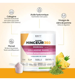Eafit – Minceur 360 Morosil Collagène Acide Hyaluronique Goût Matcha Exotique, 275 g