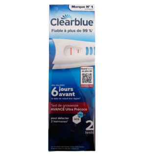 Clearblue – Test de Grossesse Avancé Ultra Précoce, boîte de 2 tests