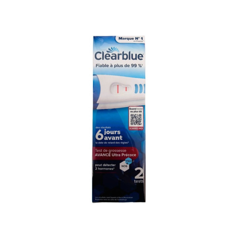 Clearblue – Test de Grossesse Avancé Ultra Précoce, boîte de 2 tests