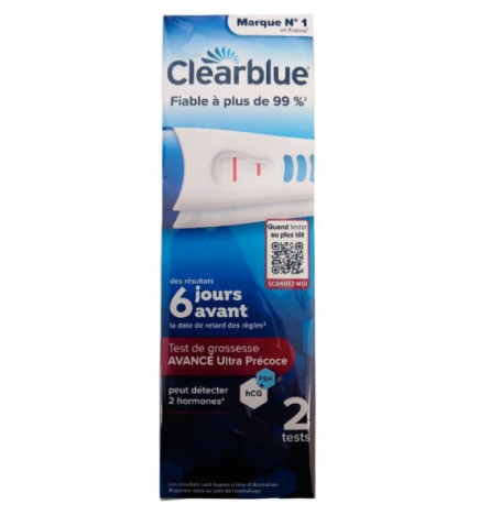 Clearblue – Test de Grossesse Avancé Ultra Précoce, boîte de 2 tests