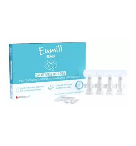 Eumill – Repair gouttes sécheresse oculaire unidoses, 10 x 0,5 ml