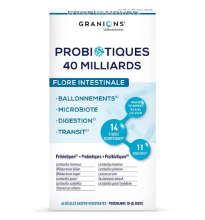 Granions – Probiotiques 40 Milliards Flore Intestinale, 40 gélules