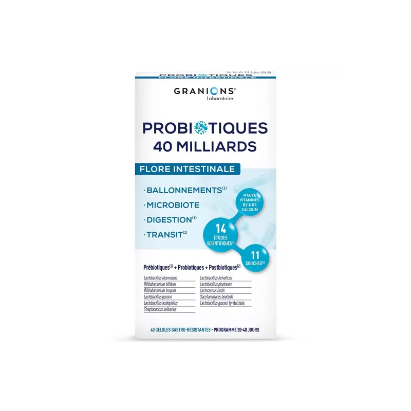 Granions – Probiotiques 40 Milliards Flore Intestinale, 40 gélules Granions – Probiotiques 40 Milliards Flore Intestinale, 40 gélules