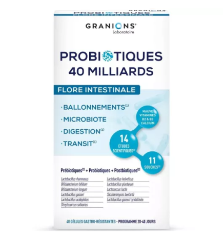 Granions – Probiotiques 40 Milliards Flore Intestinale, 40 gélules