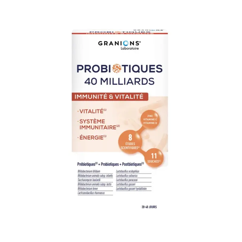 Granions – Probiotiques Immunité et Vitalité, 40 gélules