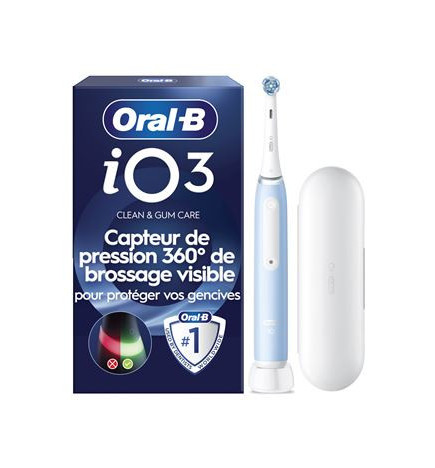 Oral-B – Brosse à dents électrique iO3 Series Ice Blue, 1 unité