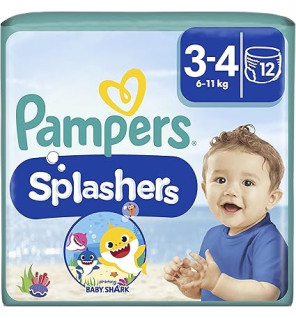 Pampers – Splashers Couches-culottes de bain Taille 3-4 (6-11 kg), 12 unités