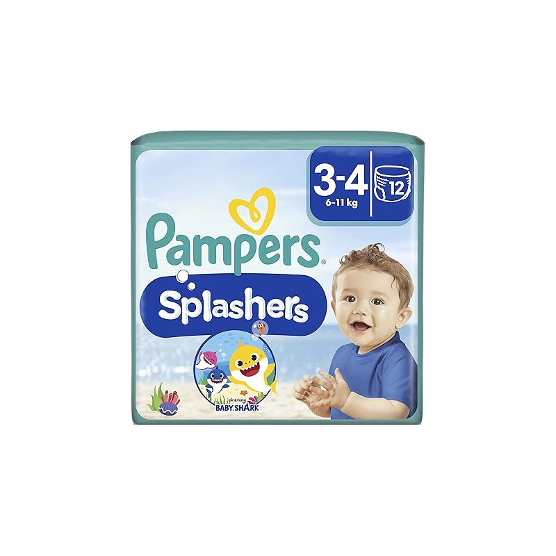 Pampers – Splashers Couches-culottes de bain Taille 3-4 (6-11 kg), 12 unités Pampers – Splashers Couches-culottes de bain Taille 3-4 (6-11 kg), 12 unités