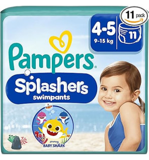Pampers – Splashers Couches-culottes de bain Taille 4-5 (9-15 kg), 12 unités