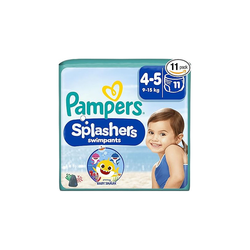 Pampers – Splashers Couches-culottes de bain Taille 4-5 (9-15 kg), 12 unités