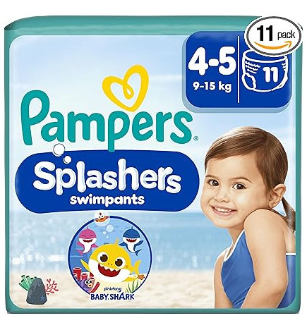 Pampers – Splashers Couches-culottes de bain Taille 4-5 (9-15 kg), 12 unités