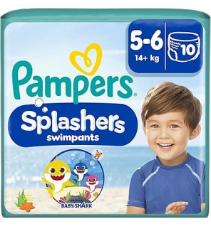 Pampers – Splashers Couches-culottes de bain Taille 5-6 (14+ kg), 10 unités