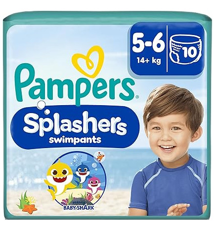 Pampers – Splashers Couches-culottes de bain Taille 5-6 (14+ kg), 10 unités