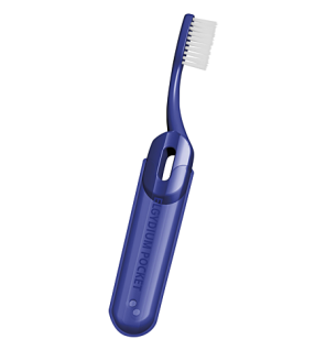 Elgydium – Pocket Brosse à dents de voyage bleue, 1 unité