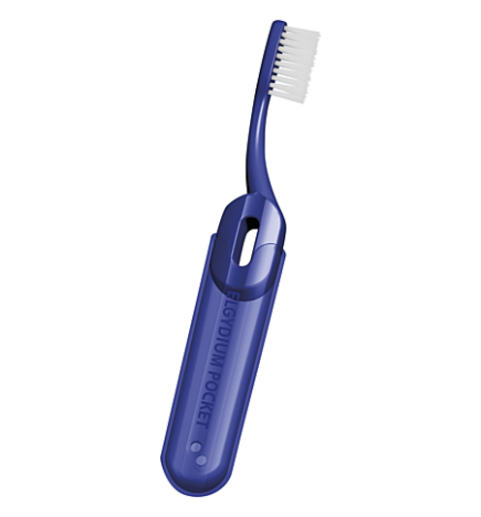 Elgydium – Pocket Brosse à dents de voyage bleue, 1 unité