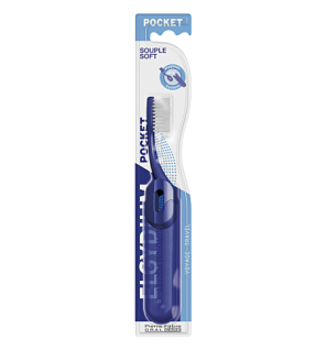 Elgydium – Pocket Brosse à dents de voyage bleue, 1 unité