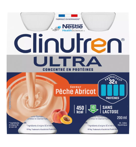 Clinutren – Ultra pêche abricot, 4 x 200 ml
