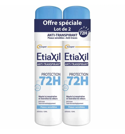 Etiaxil – Déodorant Anti-transpirant 48h Aérosol Anti-traces, 2 x 150 ml
