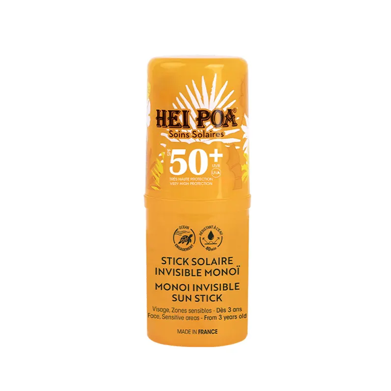 Hei Poa – Stick solaire invisible SPF50 au monoï, 15 g