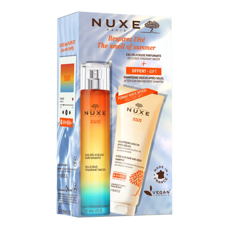 Nuxe – Sun eau délicieuse parfumante + shampooing douche après-soleil, 100 ml + 200 ml Nuxe – Sun eau délicieuse parfumante + shampooing douche après-soleil, 100 ml + 200 ml
