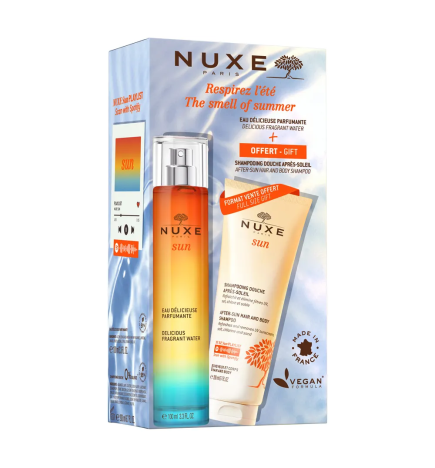 Nuxe – Sun eau délicieuse parfumante + shampooing douche après-soleil, 100 ml + 200 ml