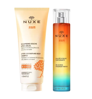 Nuxe – Sun eau délicieuse parfumante + shampooing douche après-soleil, 100 ml + 200 ml