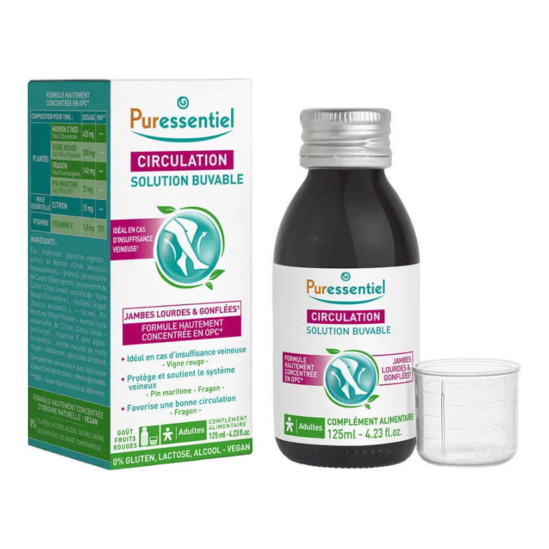 Puressentiel – Circulation solution buvable jambes lourdes, 125 ml