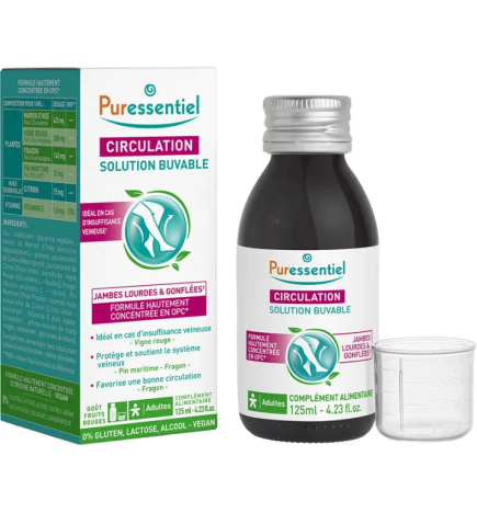 Puressentiel – Circulation solution buvable jambes lourdes, 125 ml