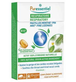 Puressentiel – Respiratoire Pastilles Menthe Pin, 20 pastilles