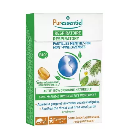 Puressentiel – Respiratoire Pastilles Menthe Pin, 20 pastilles