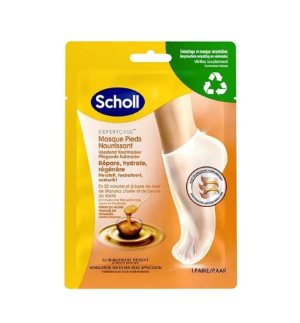 Scholl –  Expertcare Masque Nourrissant au Miel de Manuka Pieds Secs, 1 paire