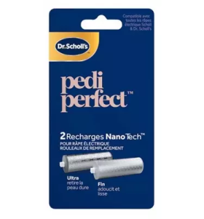 Scholl – Pedi Perfect 2 Rouleaux Recharges Râpe Électrique Nano-Tech