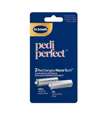 Scholl – Pedi Perfect 2 Rouleaux Recharges Râpe Électrique Nano-Tech