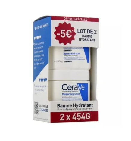 CeraVe – Baume Hydratant Visage et Corps, lot de 2 x 454 g